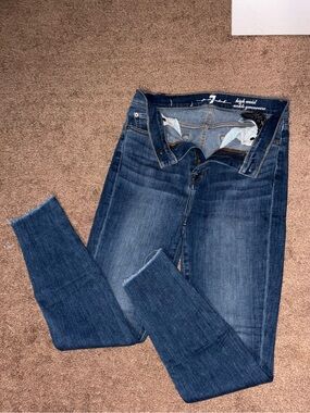 7 For All Mankind Medium Wash High-Rise Skinny Jeans